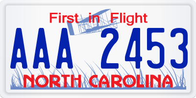 NC license plate AAA2453