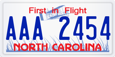 NC license plate AAA2454