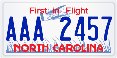 NC license plate AAA2457