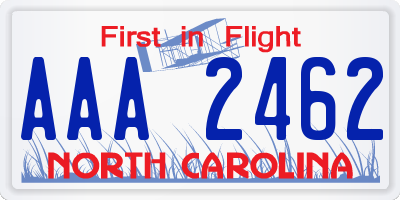 NC license plate AAA2462