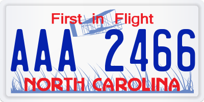 NC license plate AAA2466