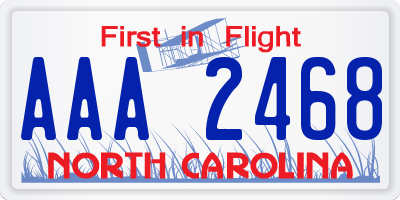 NC license plate AAA2468