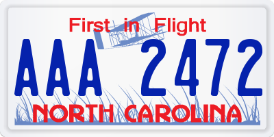 NC license plate AAA2472