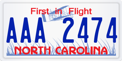 NC license plate AAA2474