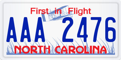 NC license plate AAA2476