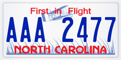 NC license plate AAA2477