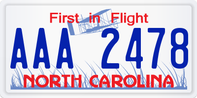 NC license plate AAA2478