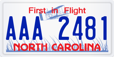 NC license plate AAA2481