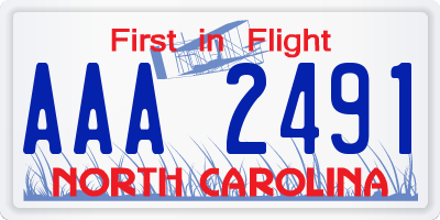 NC license plate AAA2491