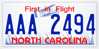 NC license plate AAA2494
