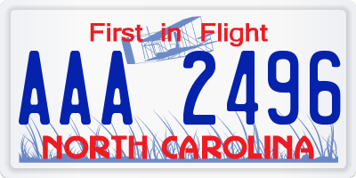 NC license plate AAA2496