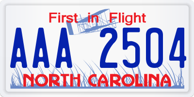 NC license plate AAA2504