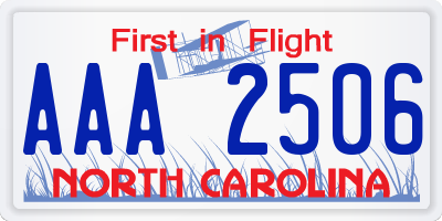 NC license plate AAA2506