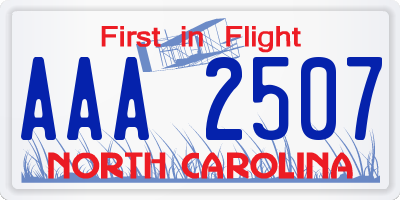 NC license plate AAA2507