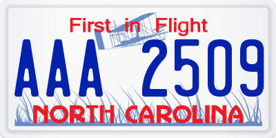 NC license plate AAA2509