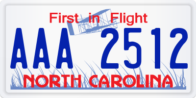 NC license plate AAA2512