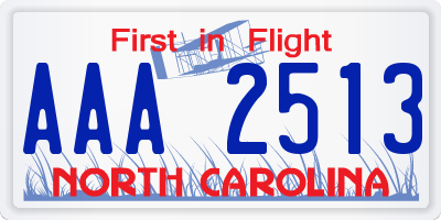 NC license plate AAA2513