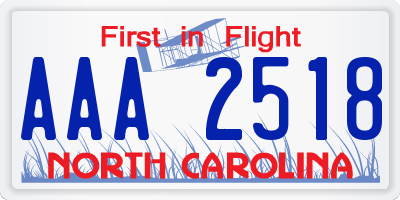 NC license plate AAA2518