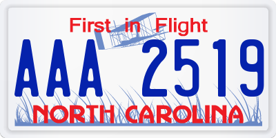 NC license plate AAA2519