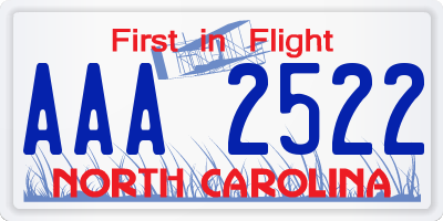 NC license plate AAA2522