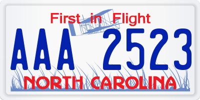 NC license plate AAA2523