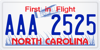 NC license plate AAA2525