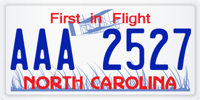 NC license plate AAA2527