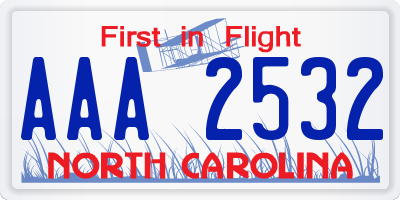 NC license plate AAA2532