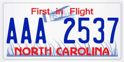 NC license plate AAA2537