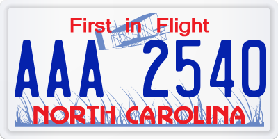 NC license plate AAA2540