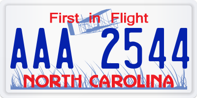 NC license plate AAA2544