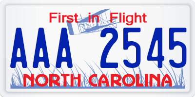 NC license plate AAA2545