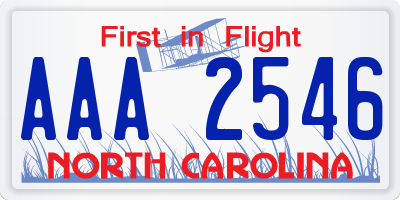 NC license plate AAA2546