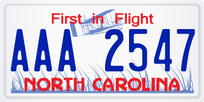 NC license plate AAA2547