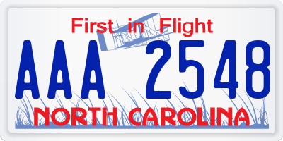 NC license plate AAA2548