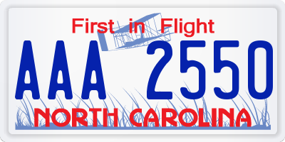 NC license plate AAA2550