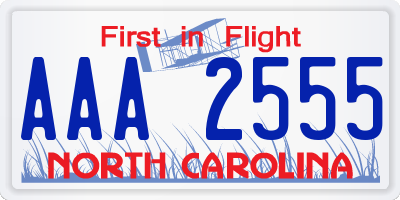 NC license plate AAA2555