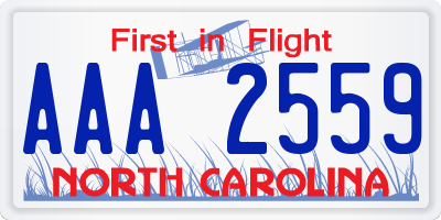 NC license plate AAA2559