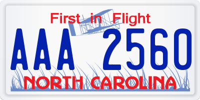 NC license plate AAA2560