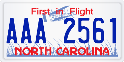 NC license plate AAA2561