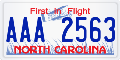 NC license plate AAA2563