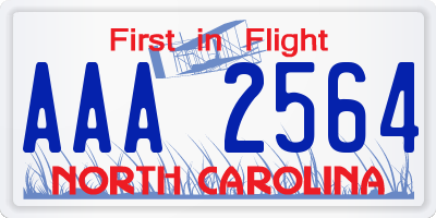 NC license plate AAA2564