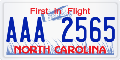 NC license plate AAA2565