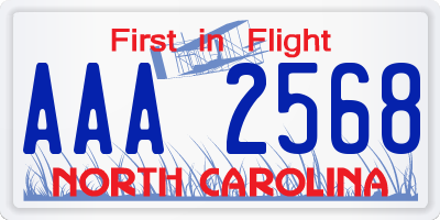 NC license plate AAA2568