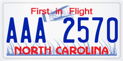 NC license plate AAA2570