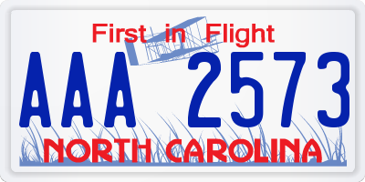 NC license plate AAA2573