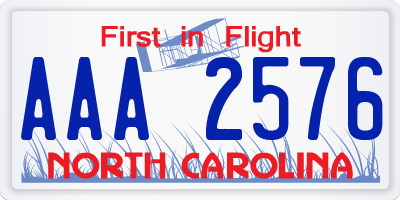 NC license plate AAA2576