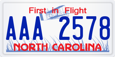 NC license plate AAA2578