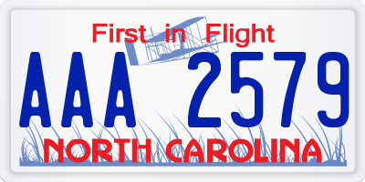 NC license plate AAA2579