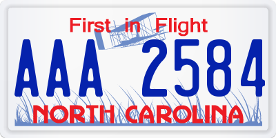 NC license plate AAA2584